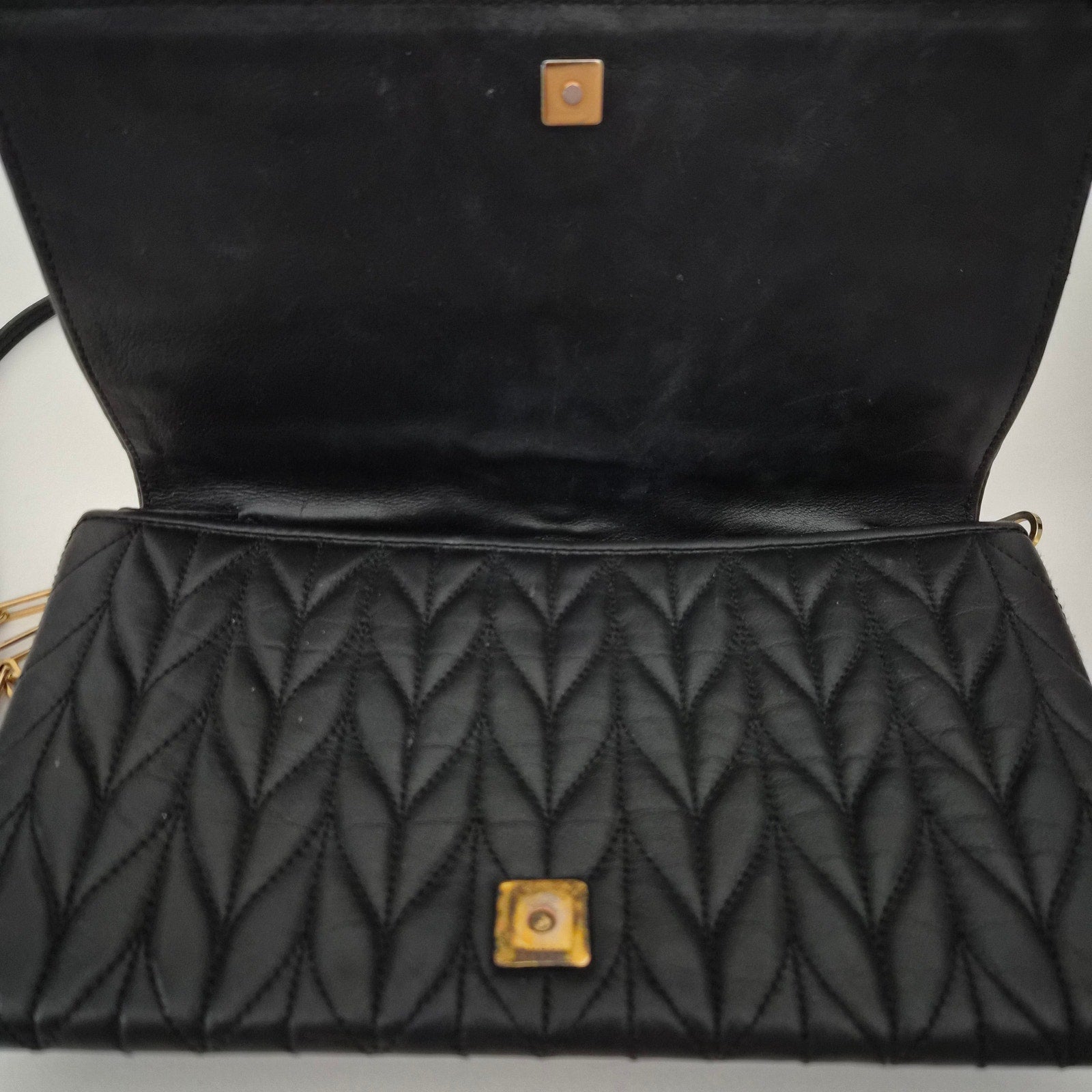 Gucci Vintage Quilted Chevron Leather Lion Charm Crossbody
