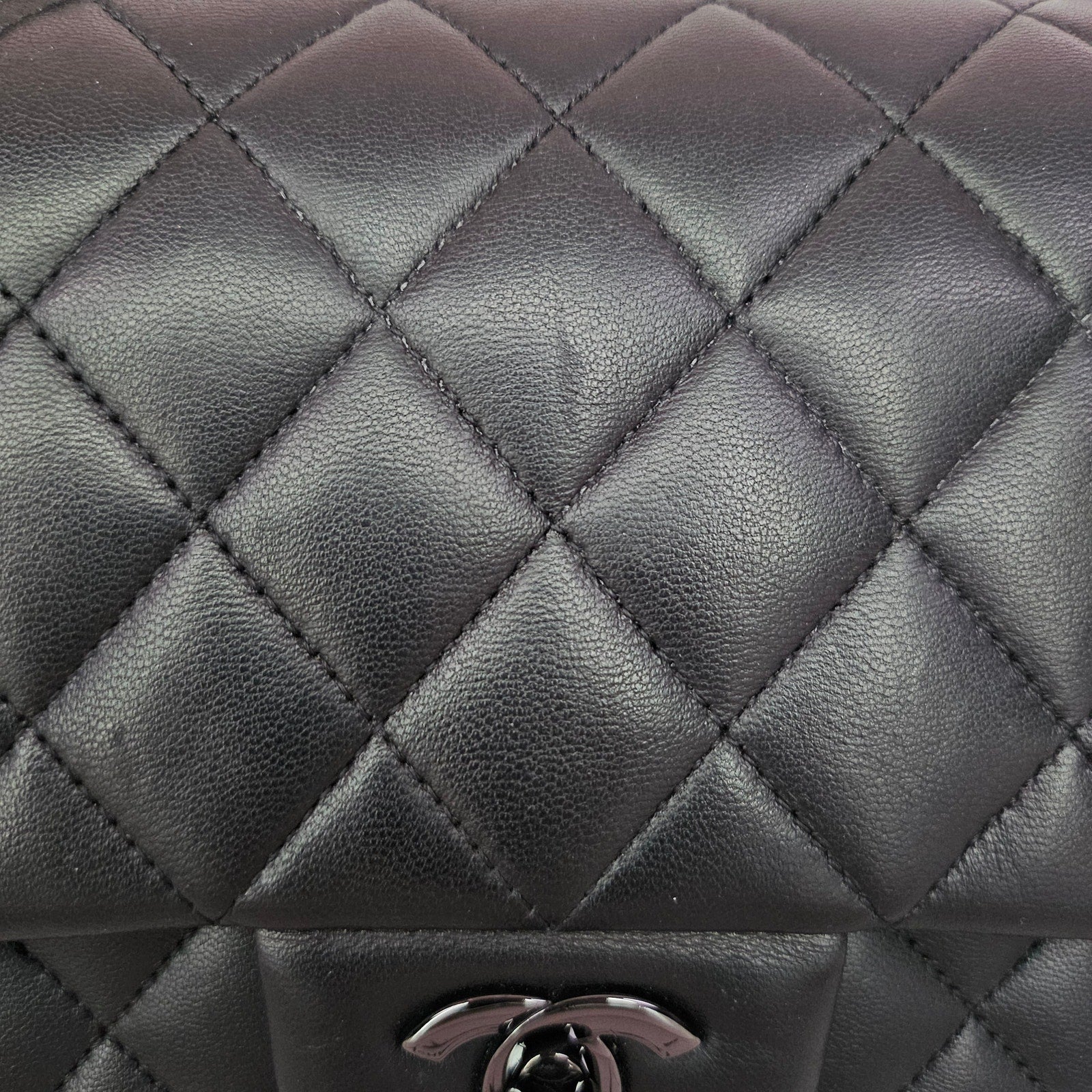 Chanel Lambskin Quilted Medium Double Flap So Black