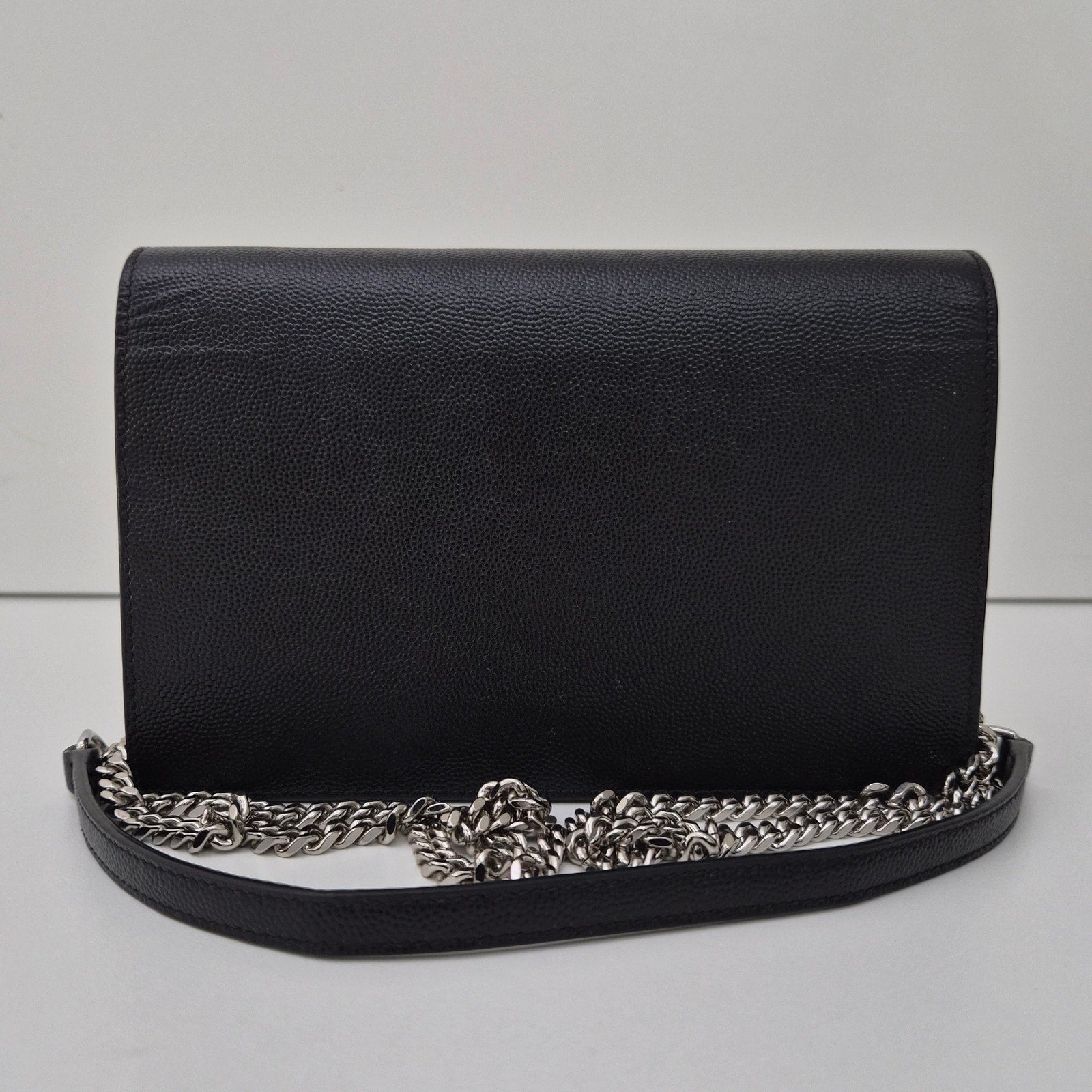 Saint Laurent Kate Monogram Tassel Chain Wallet Black