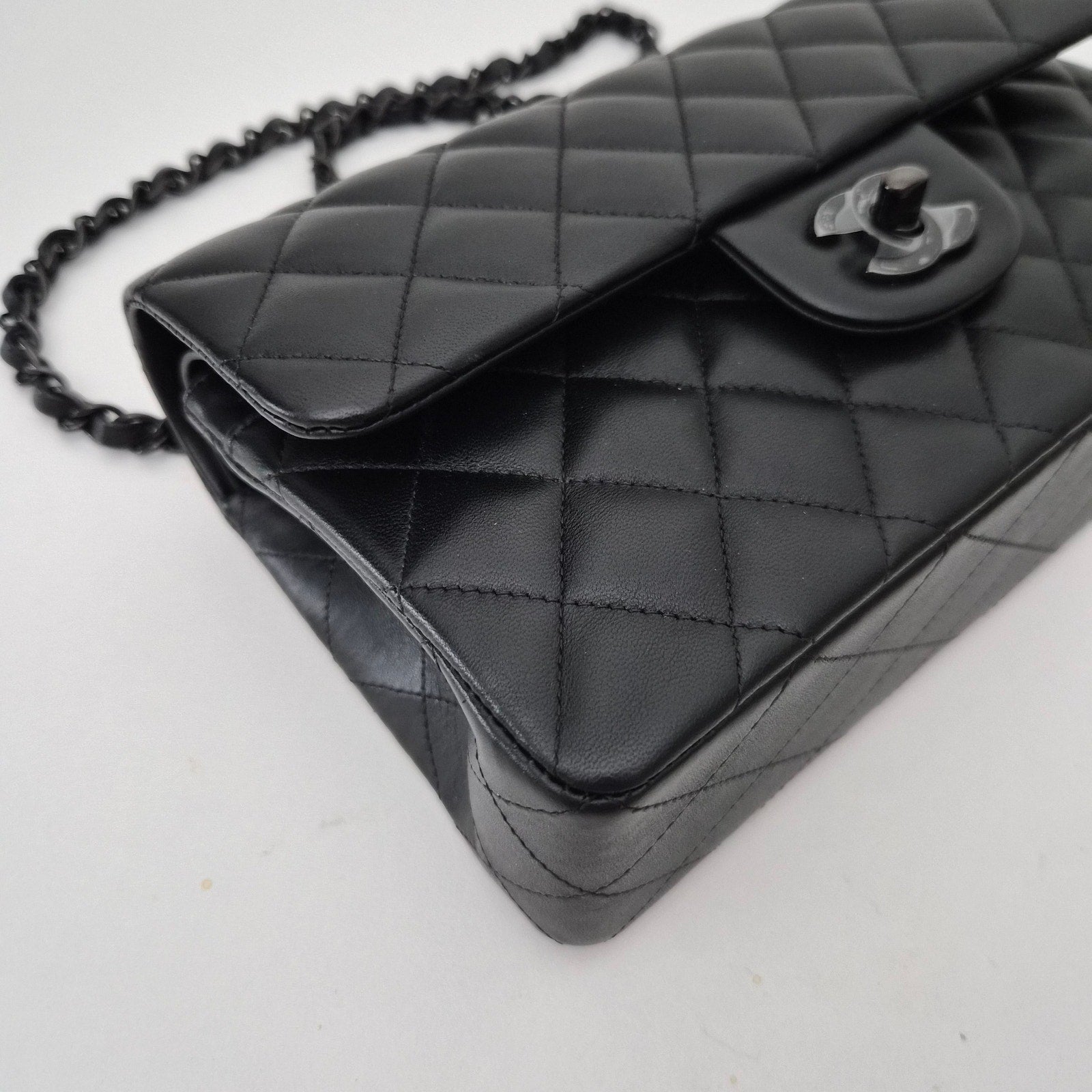 Chanel So Black Lambskin Small Classic Flap