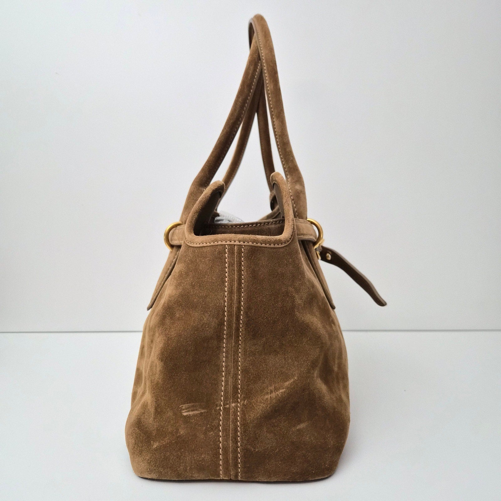 Miu Miu Camoscio Large Aventure Suede Bag Olive Green