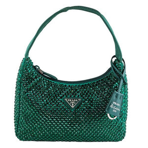 Prada Satin Crystal Mini Re-Edition 2000 Bag Mango