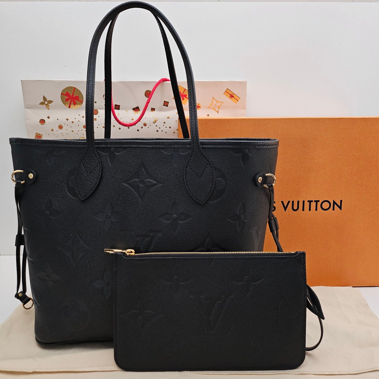 Louis Vuitton Empreinte Monogram Giant Neverfull MM Black Tote