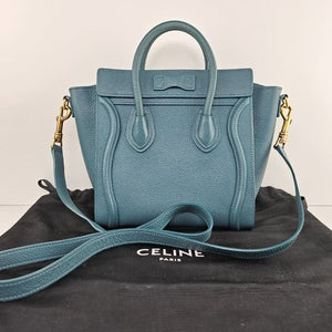 Celine Nano Grained Leather Luggage Crossbody Blue