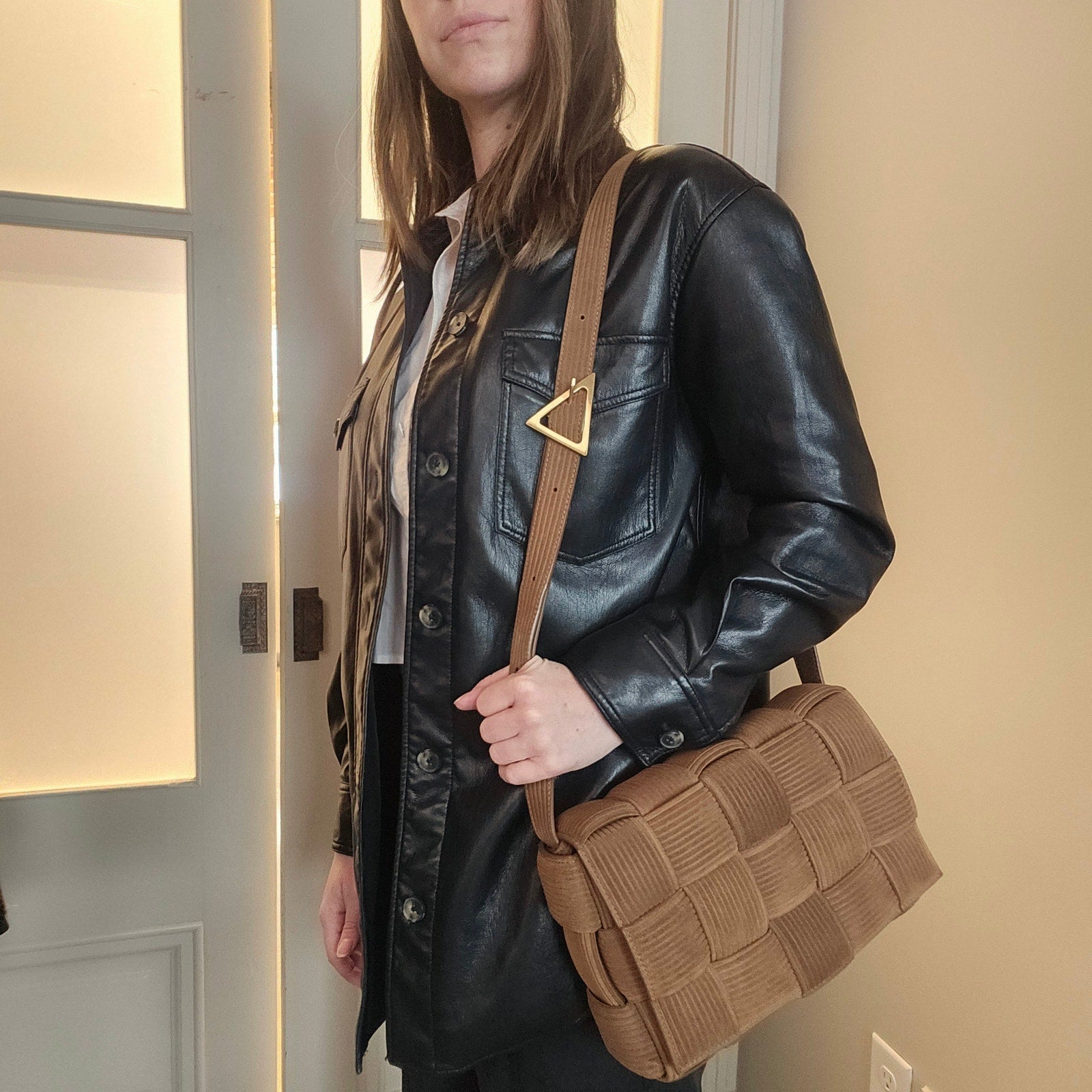 Bottega Veneta Brown Intreccio Corduroy Suede Padded Cassette