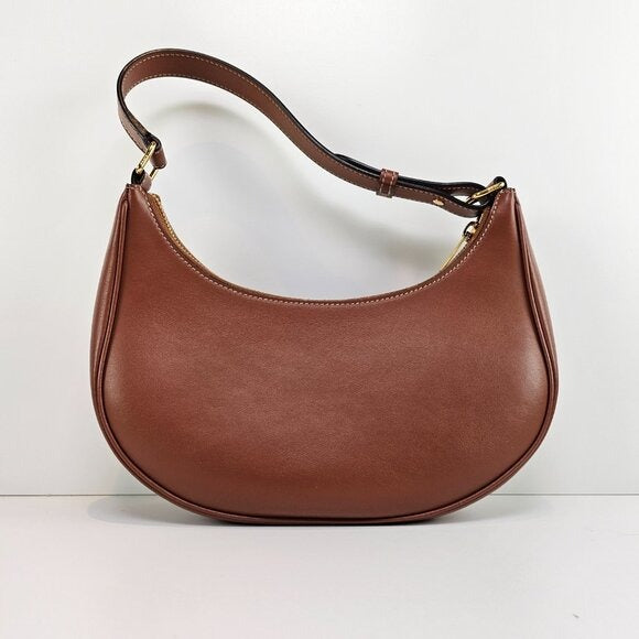 Celine Triomphe Embroidery Tan Brown Leather Shoulder Bag