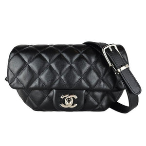 Chanel Quilted Uniform Leather CC Belt Bum Bag Black