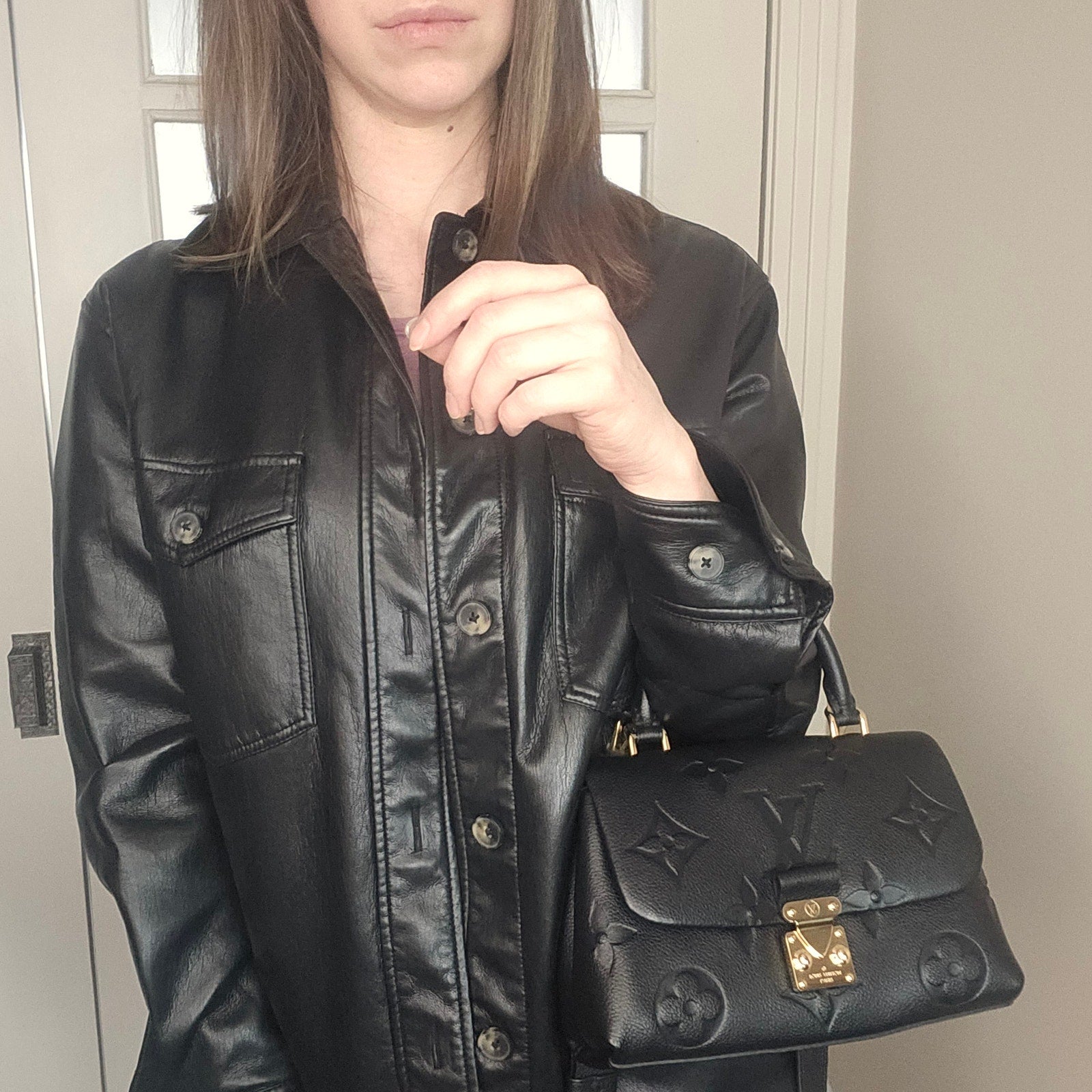 Louis Vuitton Madeleine BB Empreinte Leather Top Handle Bag Black