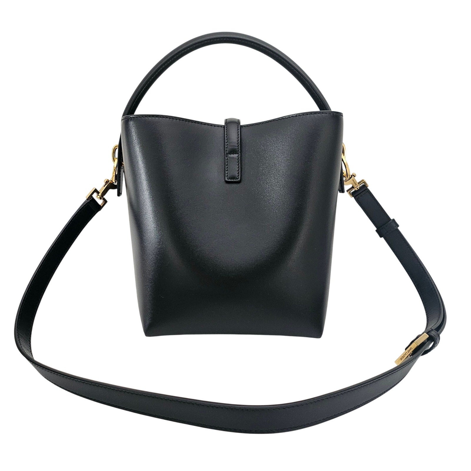 Saint Laurent Le 37 Small Shiny Black Bucket Bag