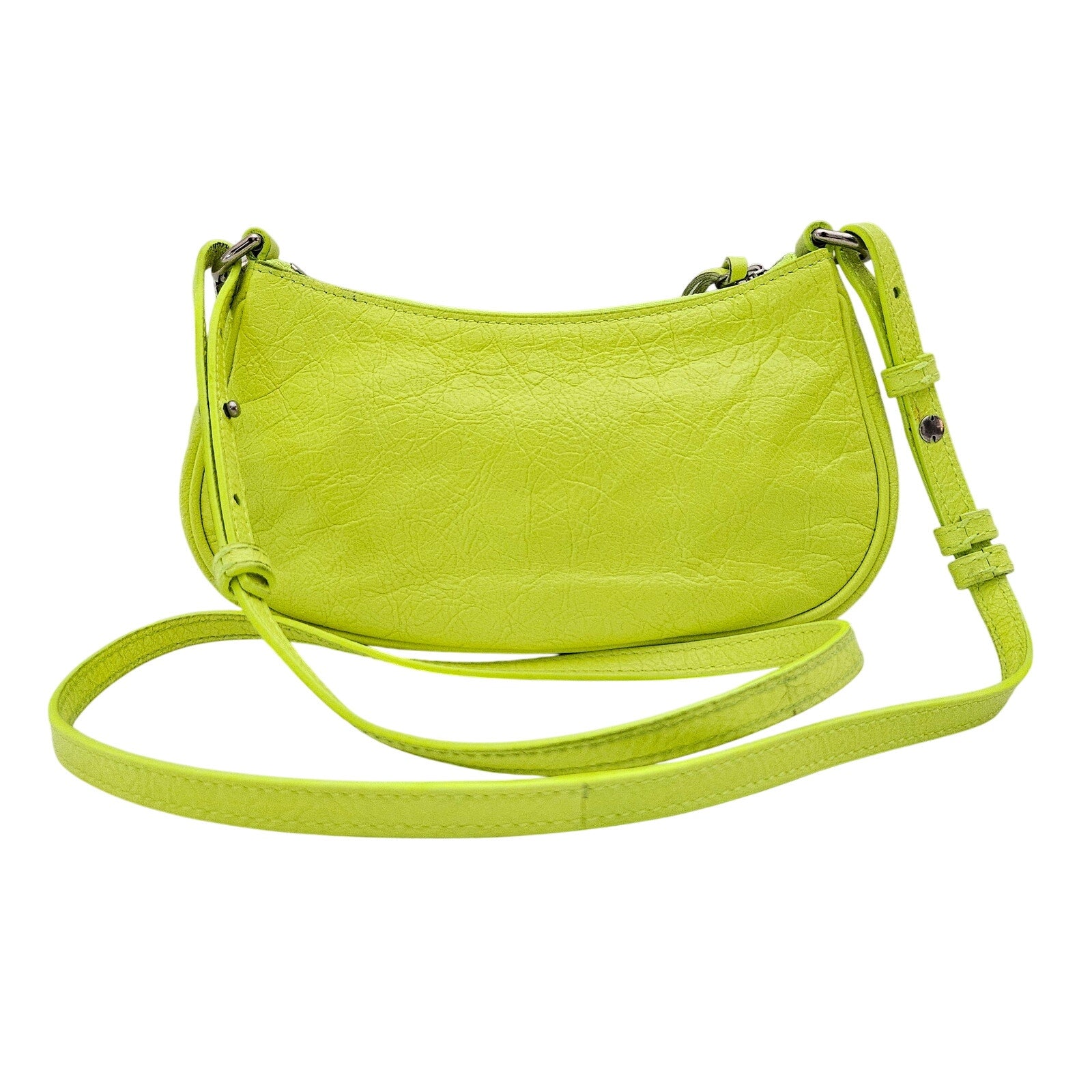Balenciaga Agneau Arena Le Cagole Mini Purse With Chain Neon Yellow
