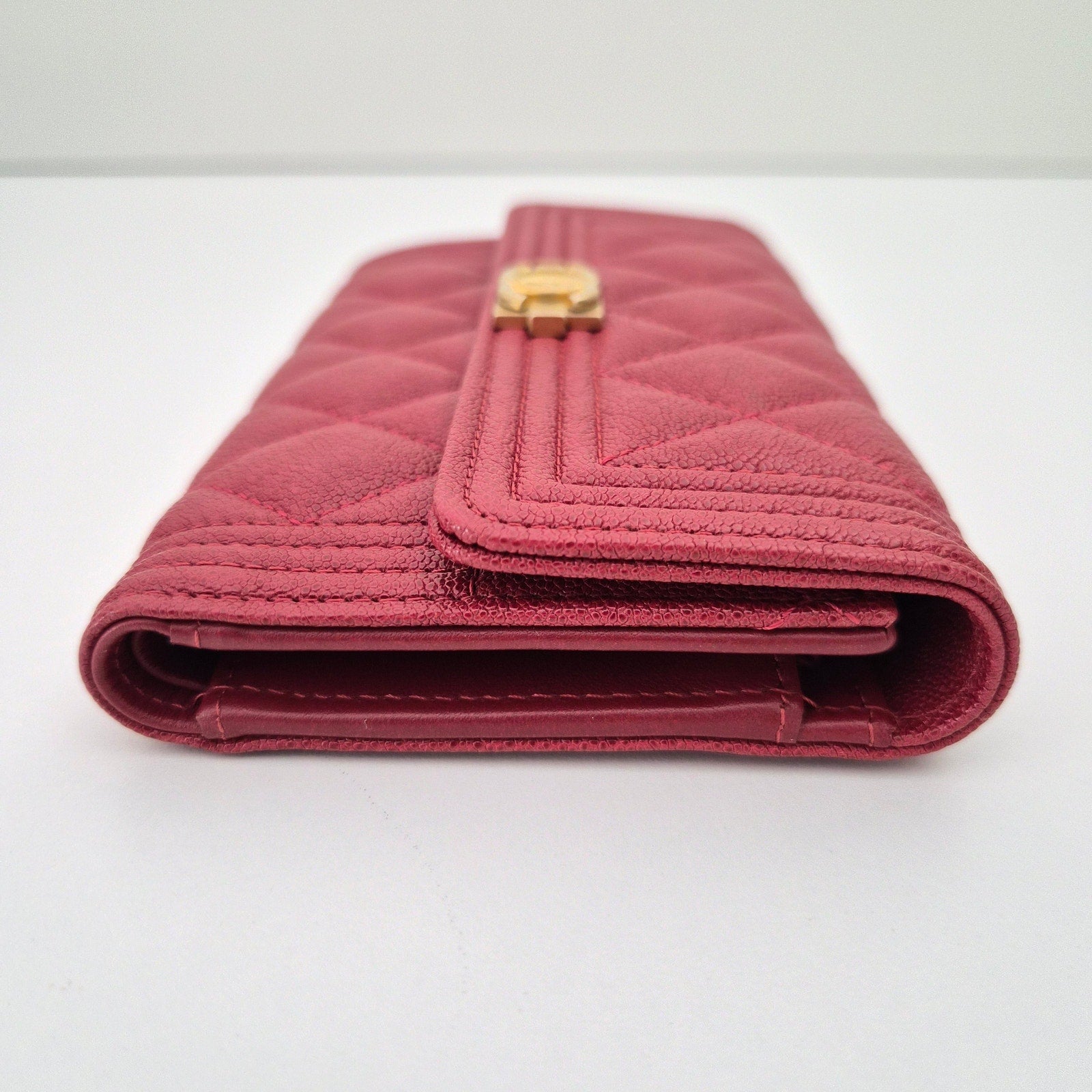 Chanel Caviar Quilted Medium Boy Flap Wallet Red