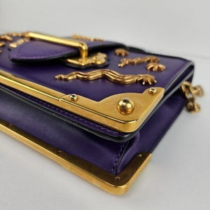 Prada Small Leather Purple Astrology Moon Stars Cahier Crossbody Bag