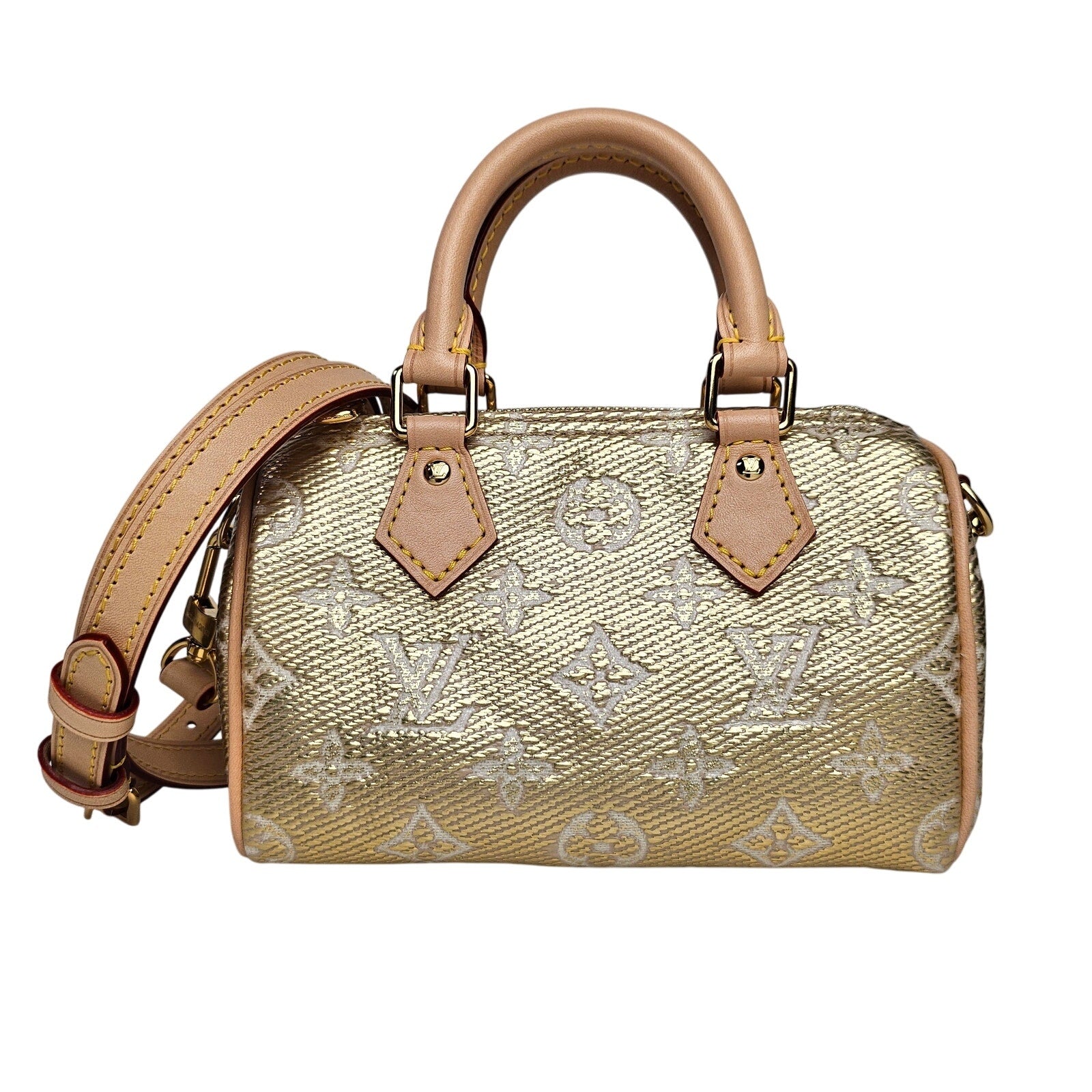 Louis Vuitton Monoglam Nano Speedy Gold