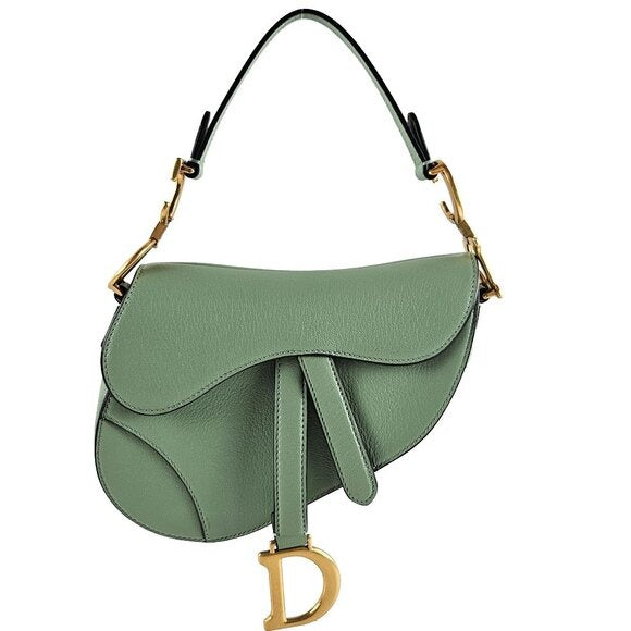 Christian Dior Leather Mini Saddle Bag Green