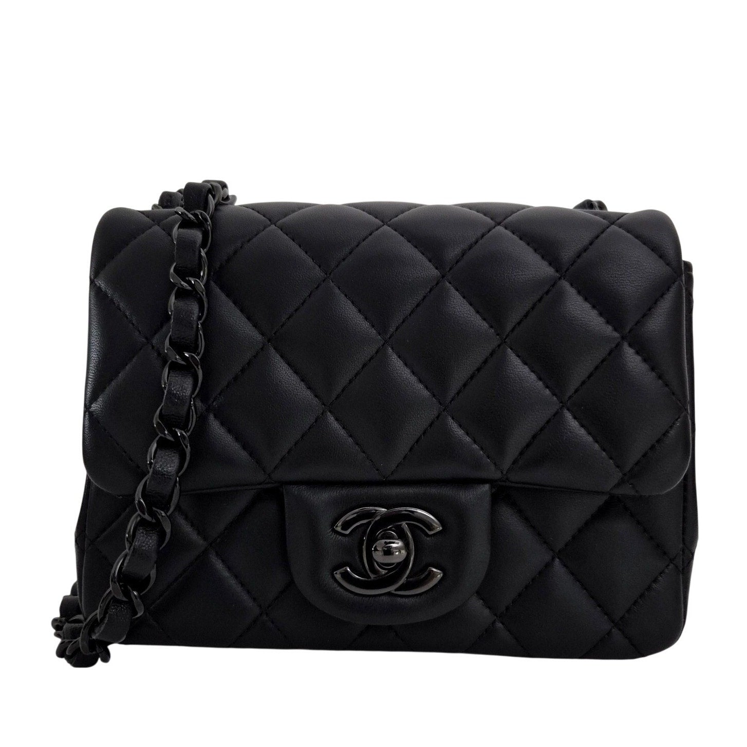 Chanel Lambskin Mini Square So Black Crossbody Bag
