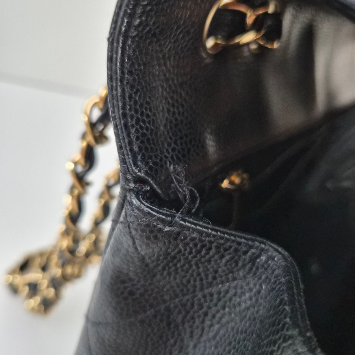 Chanel Caviar Leather Quilted Jumbo Single Flap Black