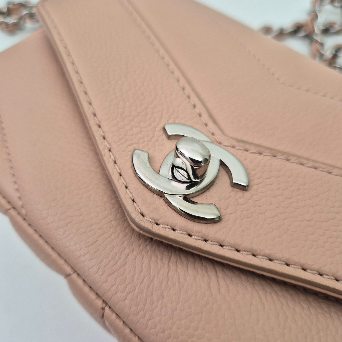 Chanel Caviar Chevron Quilted Small Single Flap Light Pink
