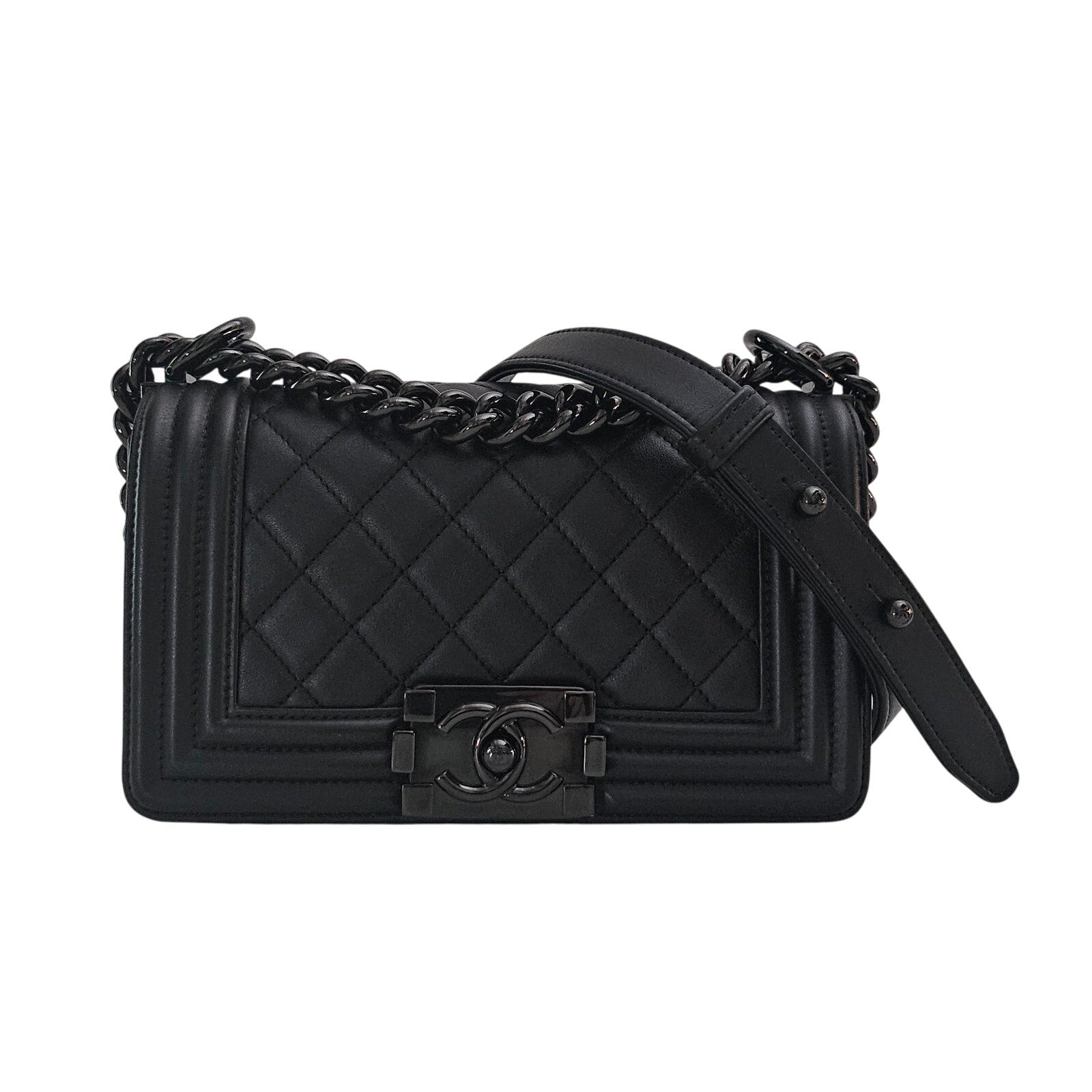 Chanel So Black Small Boy Calfskin Shoulder Bag