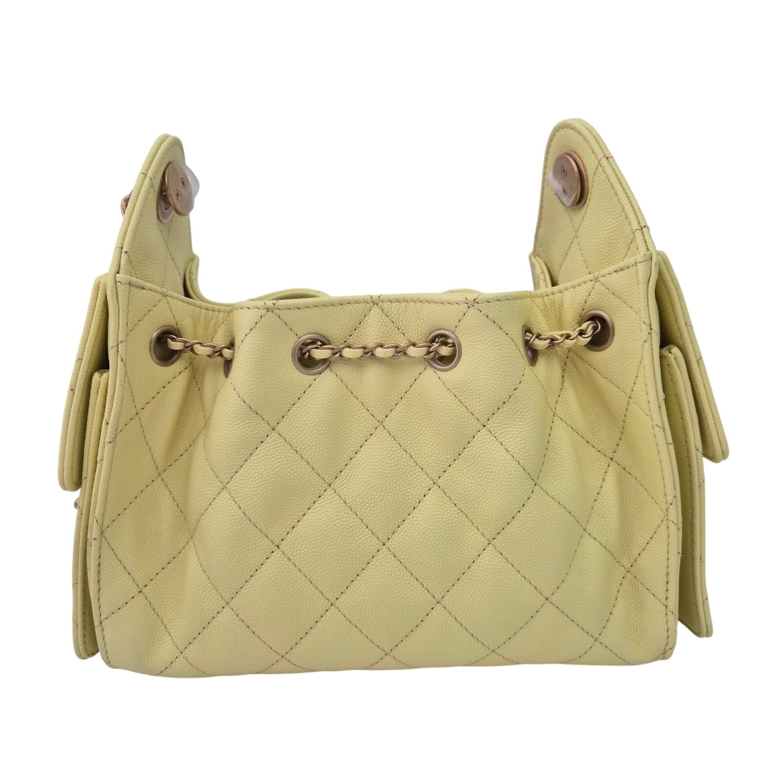 Chanel 25 Mini Yellow Caviar Shoulder Bag