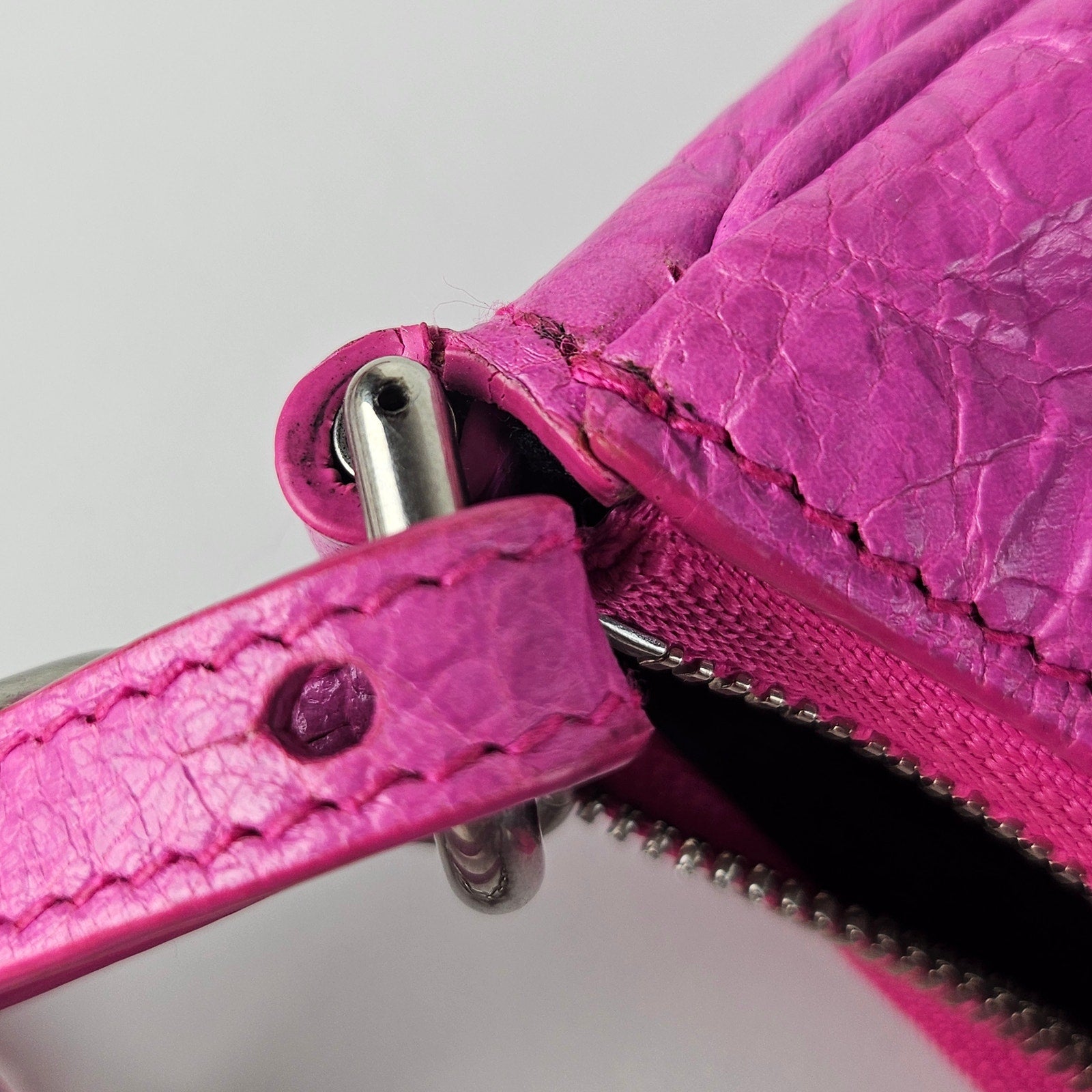 Balenciaga Agneau Arena Le Cagole Mini Bag With Chain Pink
