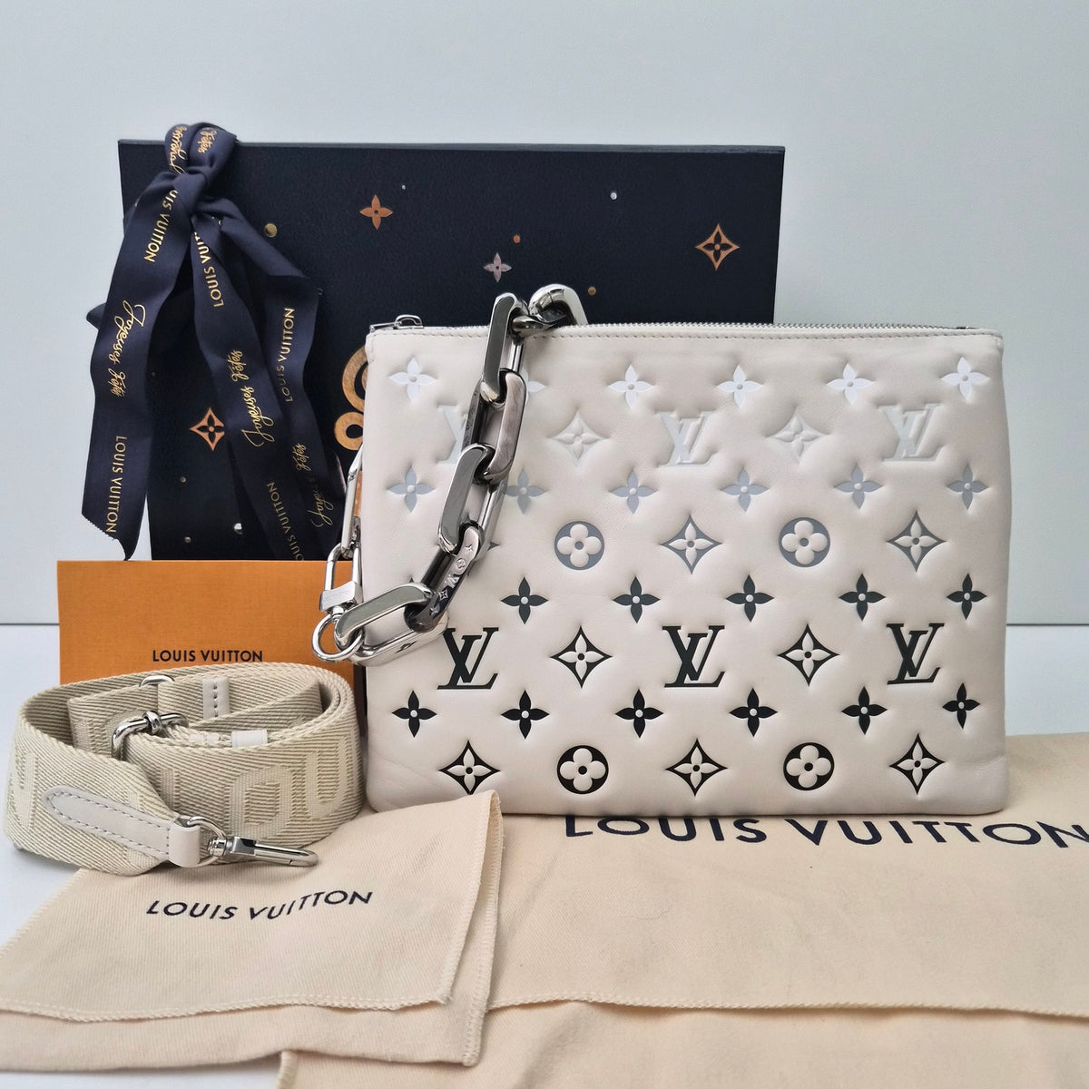 Louis Vuitton Coussin PM Limited Edition Ski Collection Cream Gray