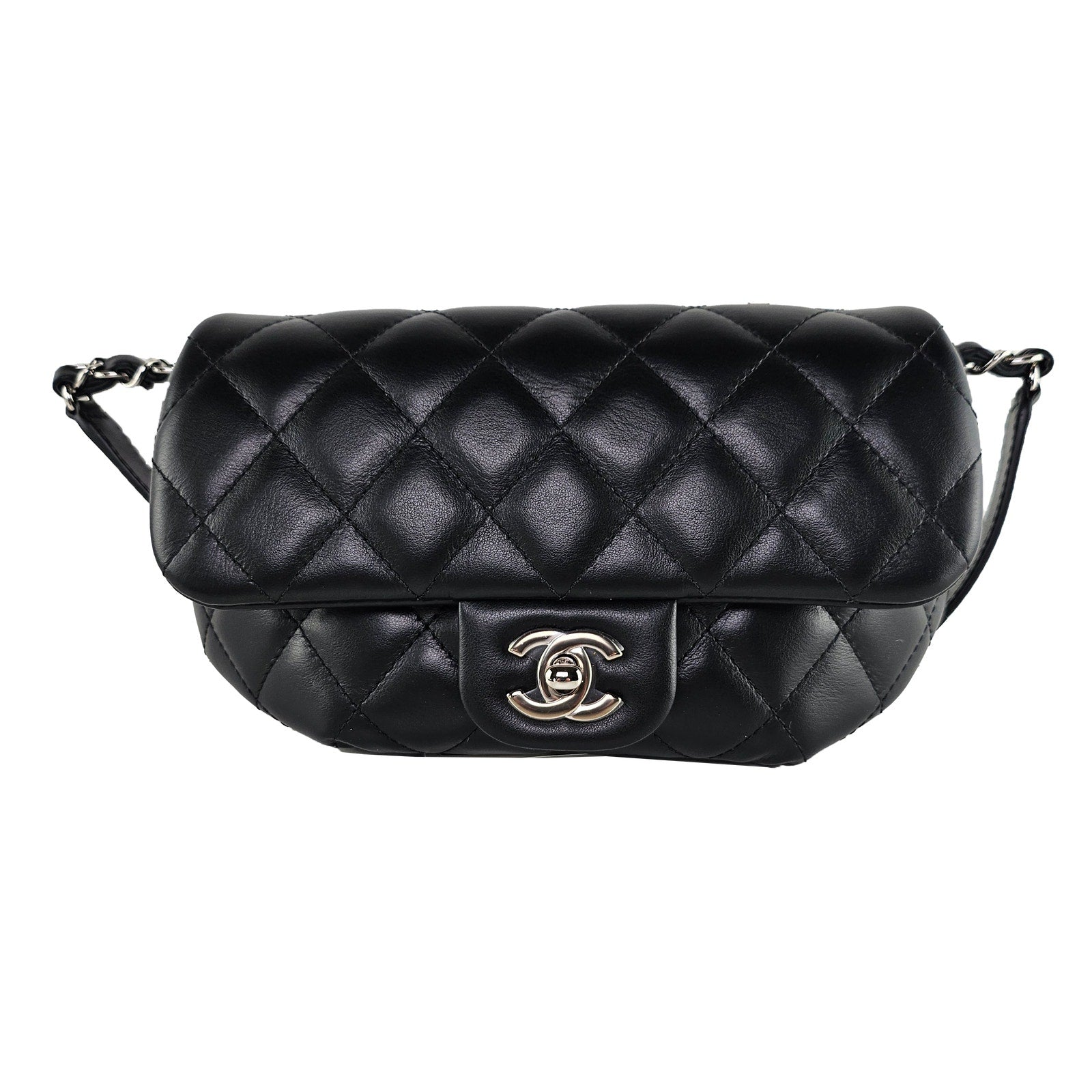 Chanel Quilted Uniform Leather CC Belt Bum Bag Black