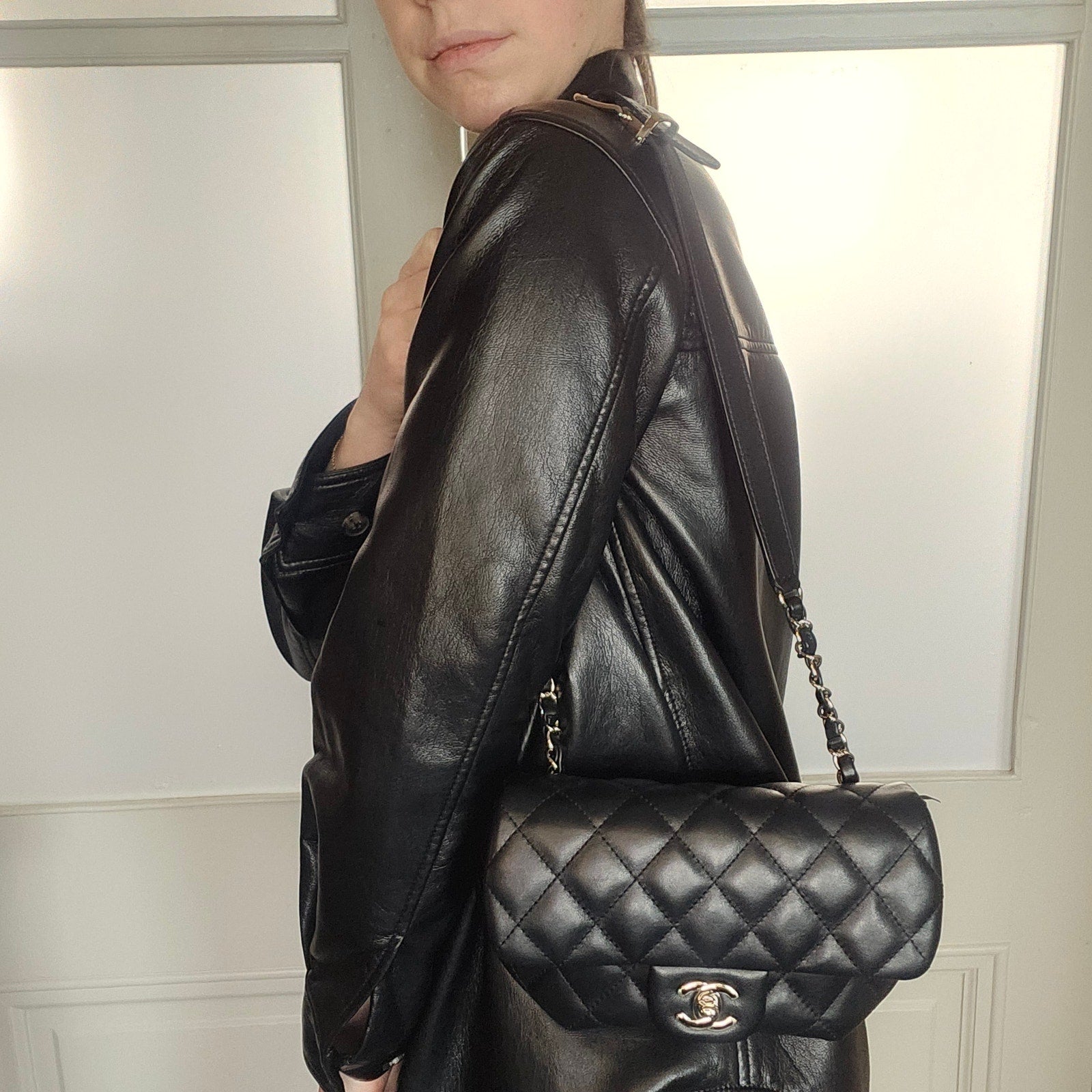 Chanel Quilted Uniform Leather CC Belt Bum Bag Black