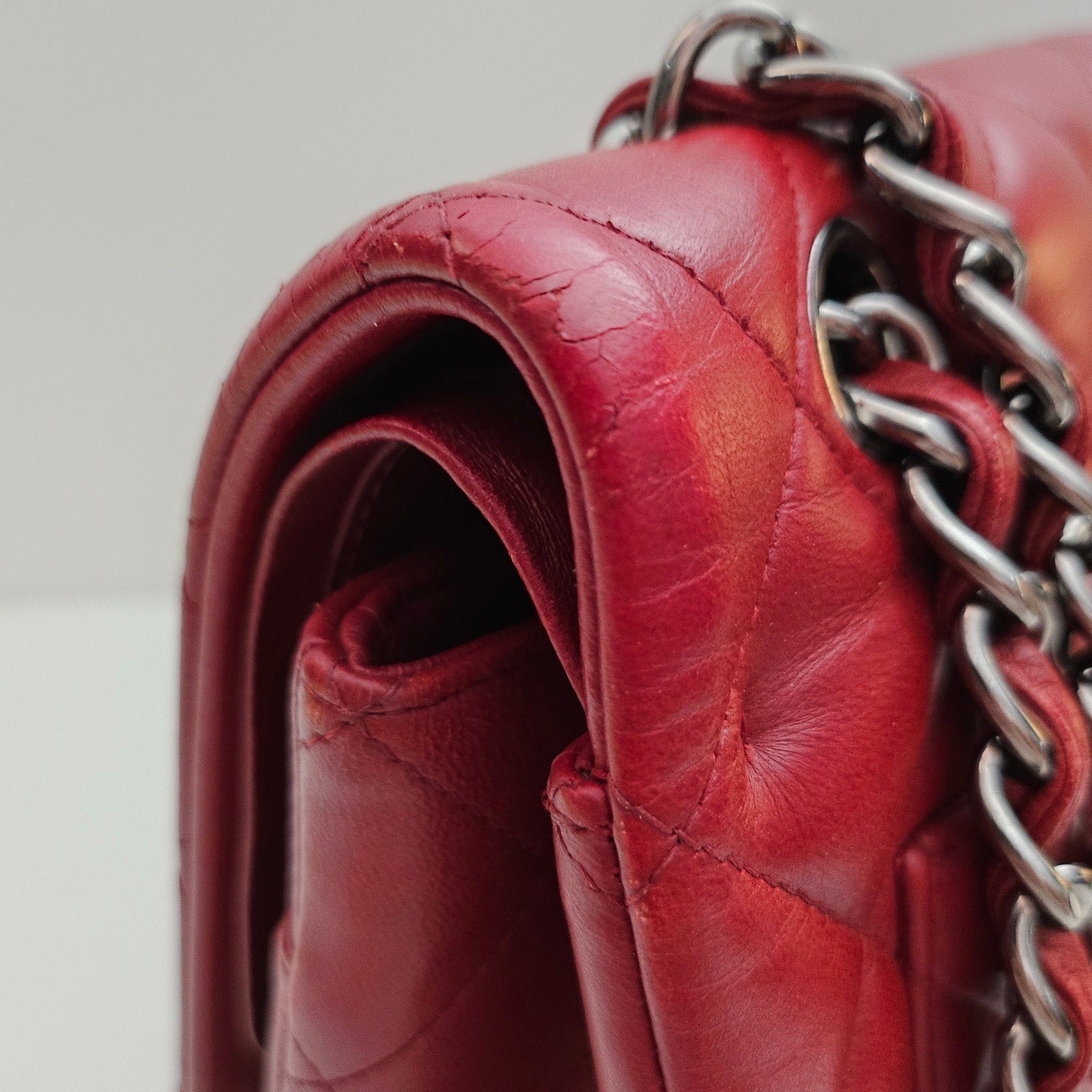 Chanel Burgundy Red Maxi Lambskin Classic Flap Bag