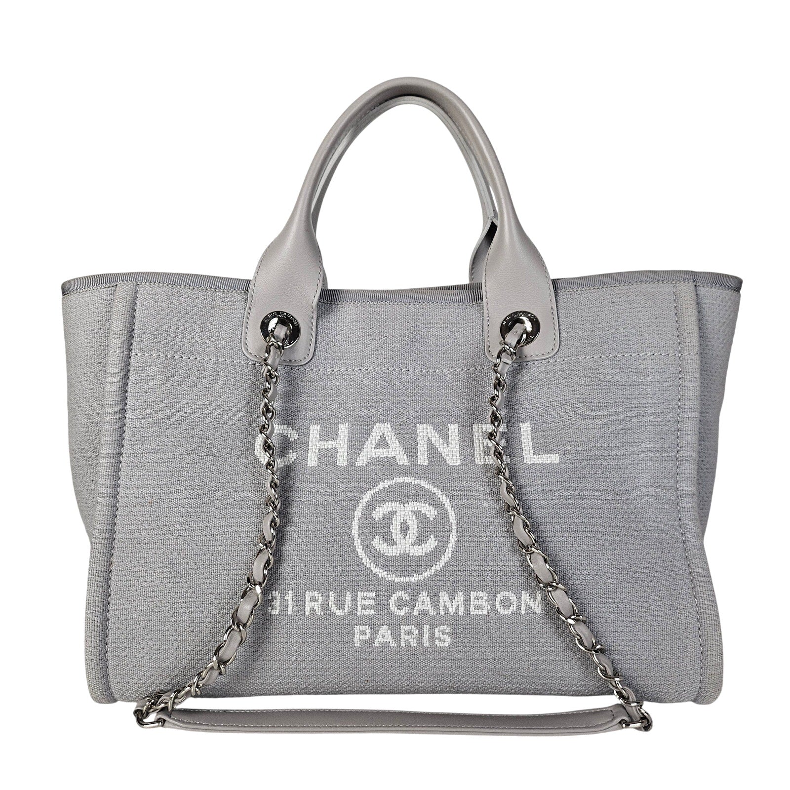 Chanel Small NM Deauville Canvas Tote Gris / Gray