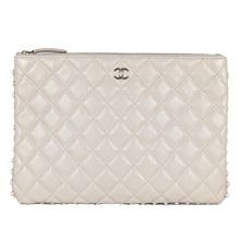 Load image into Gallery viewer, Chanel O Case Clutch Quilted Calfskin with Pearl Detail Medium White
