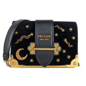 Prada Cahier Astrology Moon Star Brown Leather Cross Body Bag