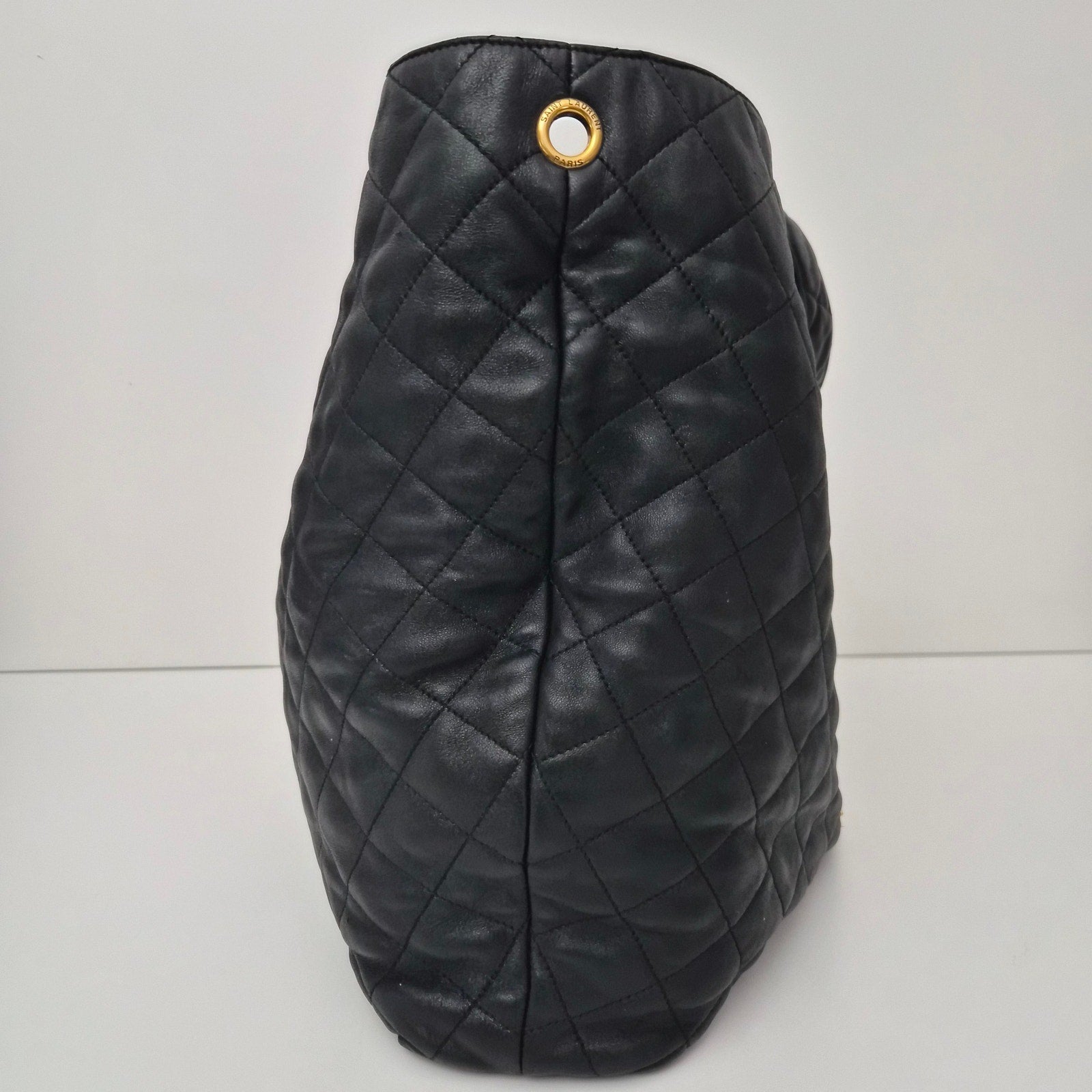 Saint Laurent Icare Maxi Quilted Lambskin Shopping Tote Black