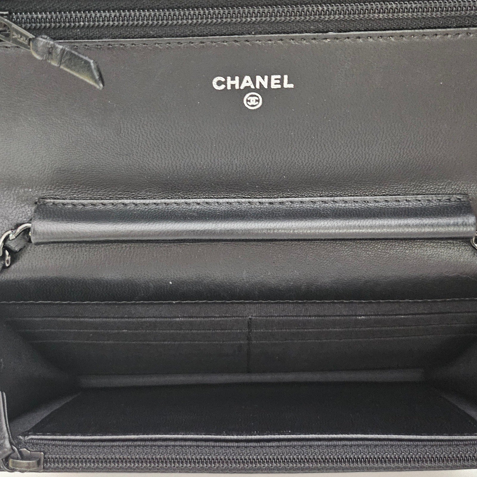 Chanel Chevron So Black Lambskin Wallet on Chain WOC
