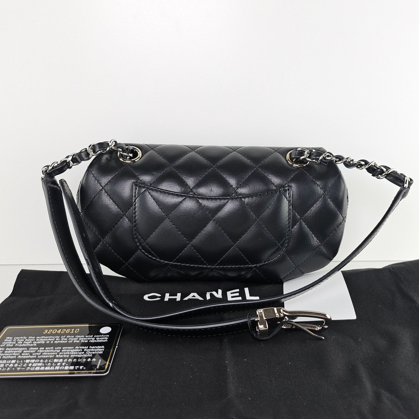 Chanel Quilted Uniform Leather CC Belt Bum Bag Black