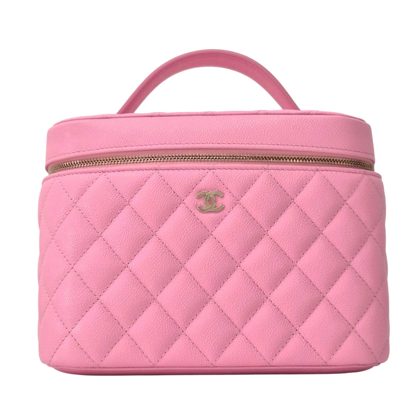 Chanel Caviar Quilted Large Vanity Bag with Mirror Pink NWT
