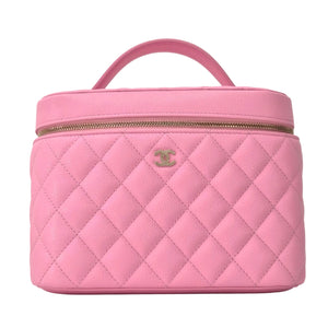 Chanel Caviar Quilted Large Vanity Bag with Mirror Pink NWT
