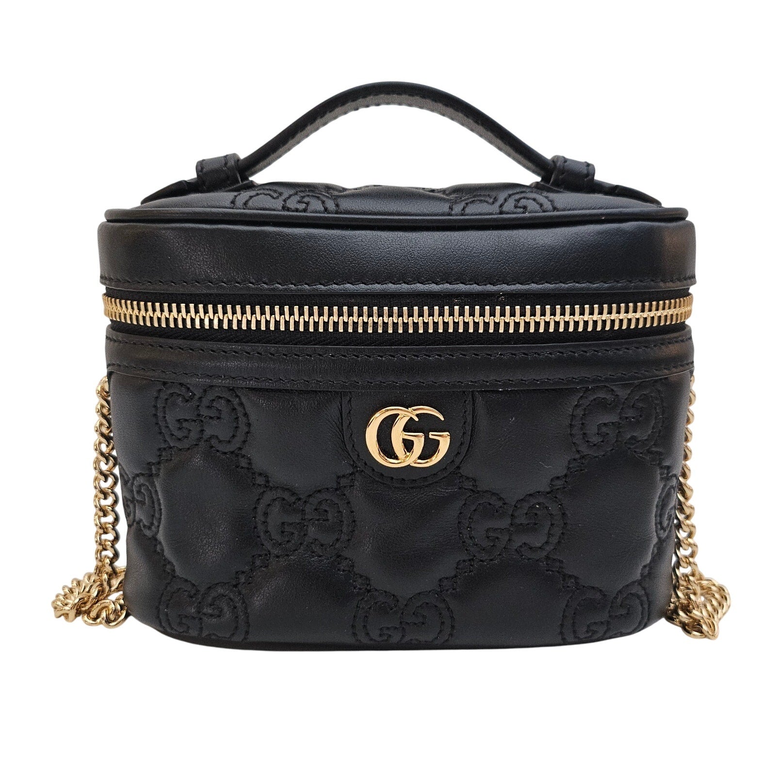 Gucci  Calfskin GG Matelasse Mini Top Handle Bag Black