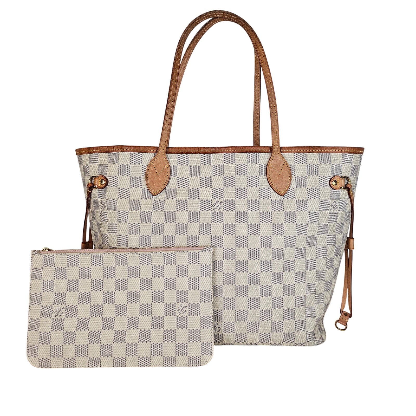 Louis Vuitton Damier Azur Neverfull MM Pink Ballerine Tote