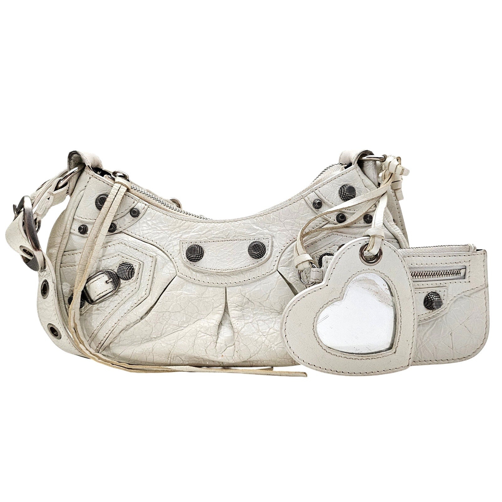 Balenciaga  Agneau Arena Le Cagole Shoulder Bag XS White