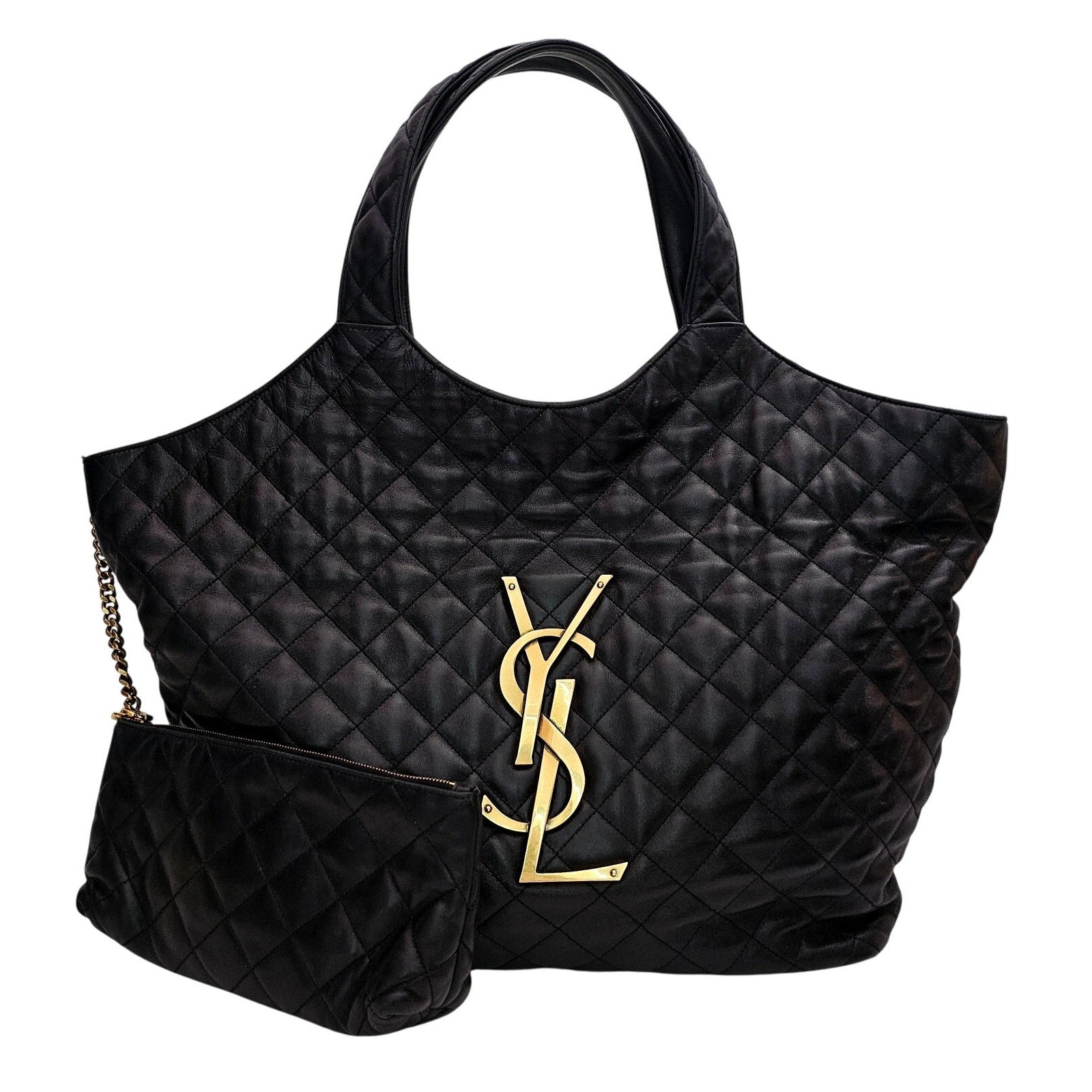 Saint Laurent Icare Maxi Quilted Lambskin Shopping Tote Black
