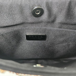 Prada Satin Crystal Cleo Shoulder Bag Black