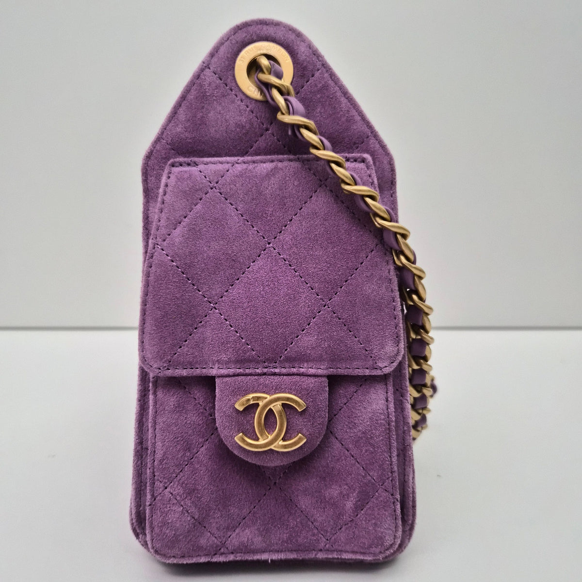 Chanel 25 Mini Purple Suede Shoulder Bag