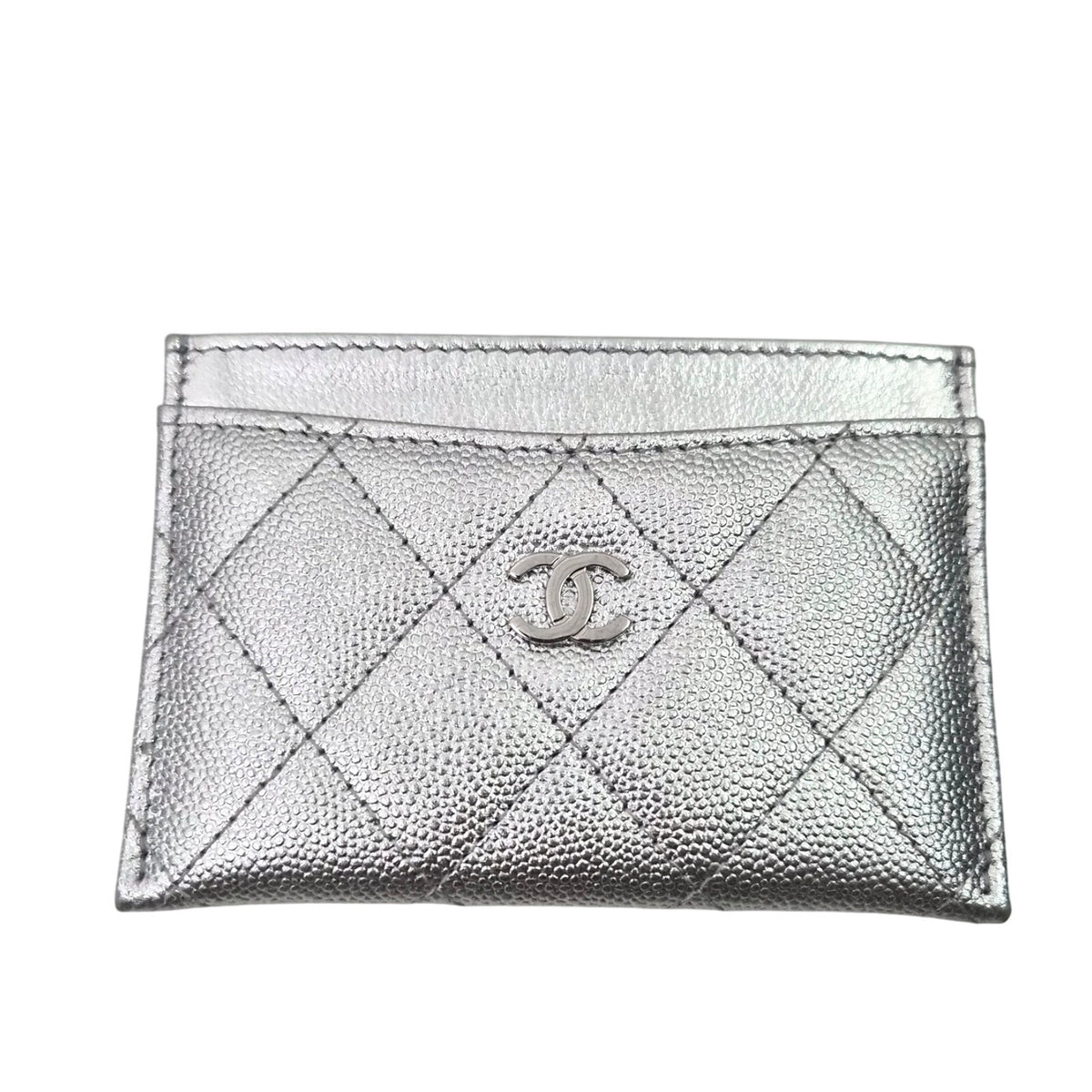 Chanel Silver Caviar Leather Card Holder 2026