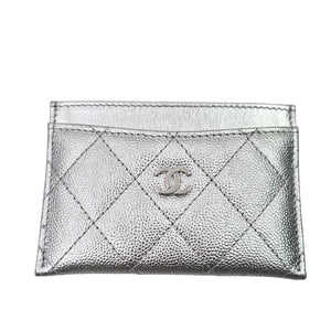 Chanel Silver Caviar Leather Card Holder 2026