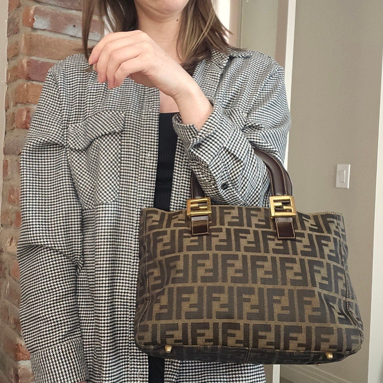 Fendi Zucca Small Holdall Tote Tobacco