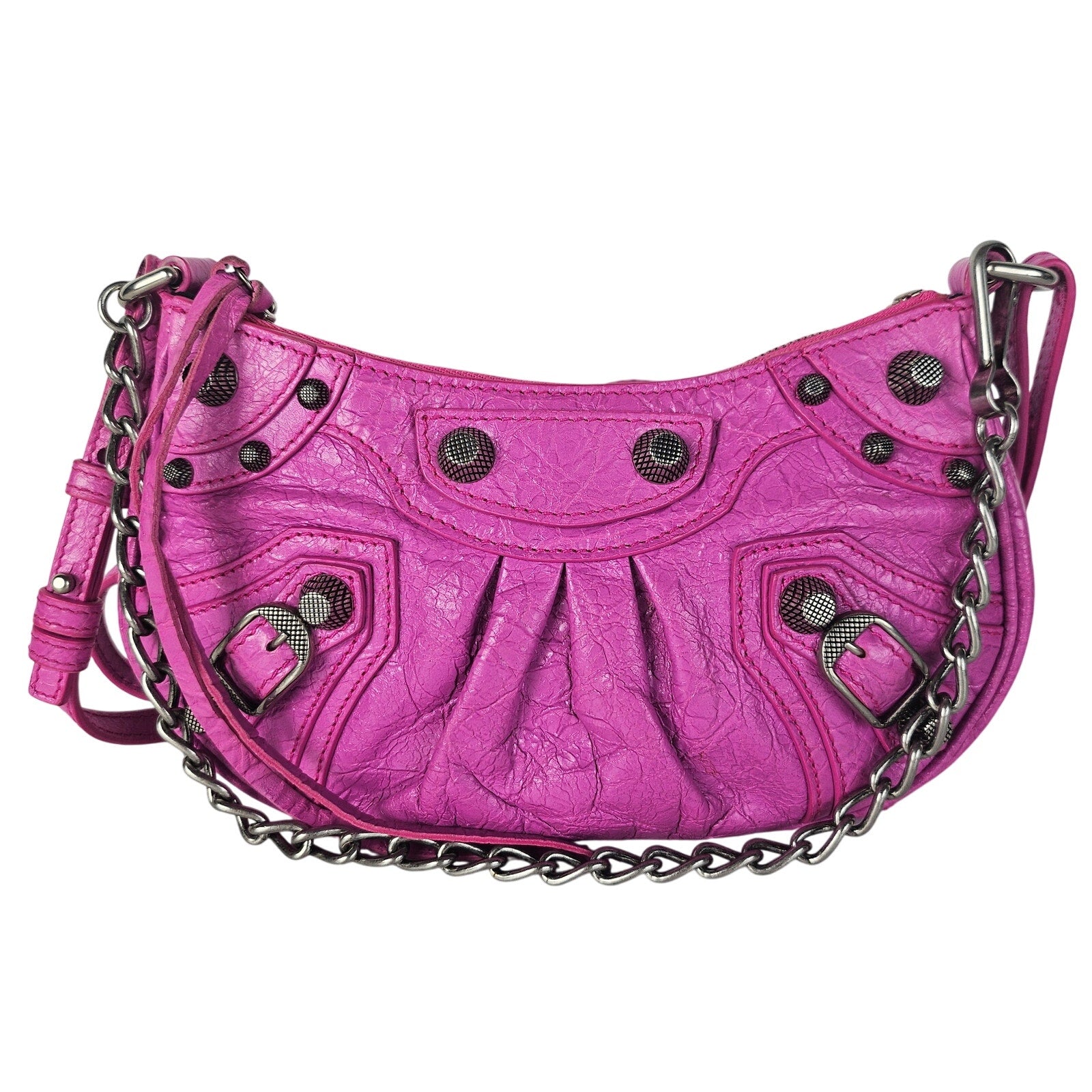 Balenciaga Agneau Arena Le Cagole Mini Bag With Chain Pink