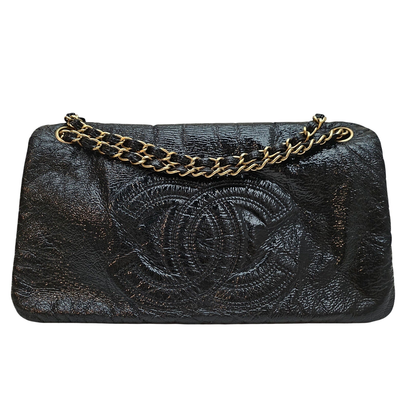 Chanel Vinyl Medium Rock and Chain Flap Black