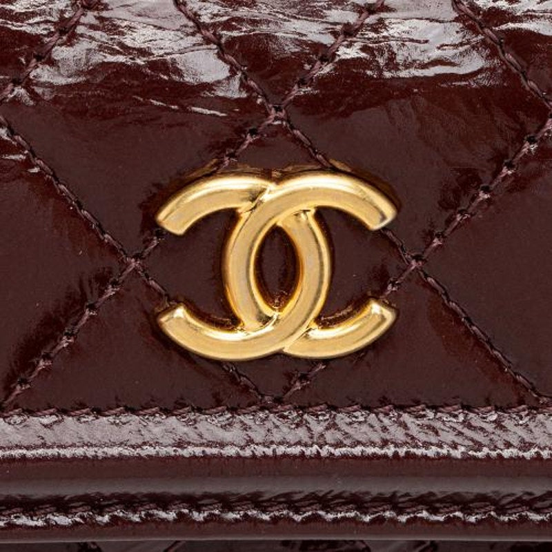 Chanel 2020 Mini Card Holder On Chain Belt Bag Burgundy