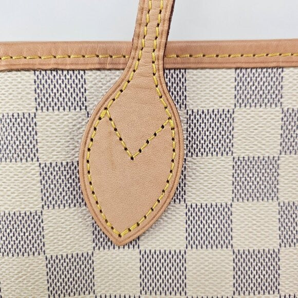 Louis Vuitton Neverfull Pm White Damier Azur Canvas Tote