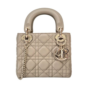Christian Dior Lambskin Cannage Mini Lady Dior Beige